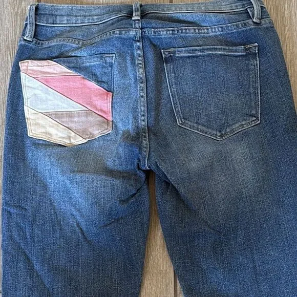 Frame Le Skinny de Jeanne Jeans Size 28 Medium‎ Wash Patchwork Pocket - Picture 4 of 7